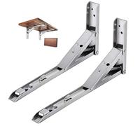 ANTEISI Locking Shelf Hinges Stainless Pull Down Shelf L Brackets Hinge, 90 Degree Self-Locking Folding Hinges 10 in Suitable for DIY Wall Brackets