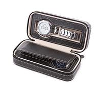 ANTEISI watch travel case,travel watch cases for men, PU leather zipper storage case watch organizer, 2 place notch portable travel watch zipper case, suitable for living room bedroom and travel
