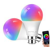 ANTELA Smart Bulb B22 Alexa Light Bulbs, 9W 1000LM LED WiFi Bulb, 2700K-6500K RGB Dimmable Colour Changing, Smart Life App Control, Compatible with Alexa, Google Home, No Hub Required, 2 Packs
