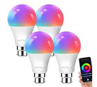 ANTELA Smart Bulb B22 Alexa Light Bulbs, 9W LED WiFi Bulb, 2700K-6500K RGB Dimmable Colour Changing, Smart Life App Control, Compatible with Alexa, Google Home, No Hub Required, 4 Packs