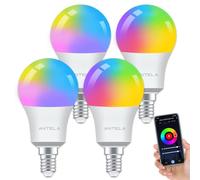 ANTELA Smart Bulb E14 Alexa Light Bulb A60 7W 806LM LED RGB Dimmable Bulb, 2700K-6500K Warm and Cool White, Smart Life App Control, Compatible with Google Home, 4PCS