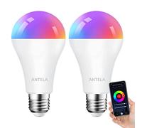 ANTELA Smart Bulb E27 A65 12W 1350LM Alexa WiFi Light Bulbs, 2700K-6500K RGB Dimmable Light, Compatible with Alexa/Google Home, 2 Packs