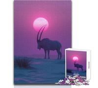 Antelope Aesthetic Sunset Jigsaw for Adults 1000 Pieces Focus Building Educational Activity for Festive Occasions Size 38x52cm
