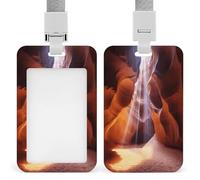Antelope Canyon ID Badge Holder Waterproof Card Protector Push-Pull Slot Work ID Card Holder with Lanyard Personalized Detachable Card Holders for Office Corporate Use