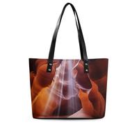 Antelope Canyon Leather Tote Bag for Women Work Shoulder Purses with Zipper Waterproof Large Computer Shoulder Bag Fashion Ladies Shoulder Handbag Reusable Shopping Bags