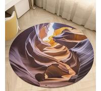 Antelope Canyon Round Area Rug Non Slip Floor Mat Rug Washable Low Pile Indoor Circle Carpet Soft Floor Protector Mat Pad for Bedroom Living Room Kitchen Office Decor 80 * 80cm