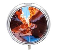 Antelope Canyon Round Pill Box Travel Portable Pill Case 23 Compartment Medicine Metal Tablet Vitamin Holder Organizer for Purse Pocket