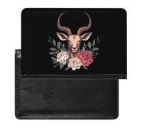 Antelope Head Wearing Flowers Passport Holder Cover Wallet Travel Leather Passport Case for Women Men