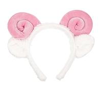 Antelope Horns Headband Ram Horns Hair Hoops Animal Goat Sheep Horns Headpiece Hairband Hair Bands Women Christmas Easter Party Decoration Cosplay Costume Handmade Hair Accessories (Pink)