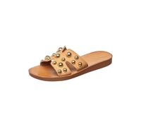 Antelope Women's Alex Leather Flat Sandals, Taupe & Gold, 9-9.5