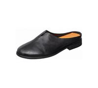 Antelope Women's Leather Closed-Toe Mule Slip-On Flat, Low Stacked Heel, Leona Mules, Black, 10-10.5