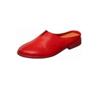 Antelope Women's Leather Closed-Toe Mule Slip-On Flat, Low Stacked Heel, Leona Mules, Red, 7-7.5