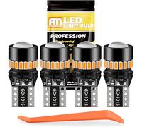ANTEMOON 194 LED Bulbs Amber Yellow Super Bright T10 168 2825 W5W Wedge LED Replacement Light Bulb Canbus Error Free for Car Interior Dome Map Trunk Door Courtesy License Plate Lights, Pack of 4