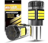 ANTEMOON P21W 1156 BA15S LED Bulbs Canbus Error Free Super Bright 5000LM 6000K White 12V 24V 1141 1003 7506 Car Replacement Bulb for Backup Reverse Tail Brake Turn Signal Rear Fog Light, Pack of 2