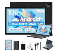 2025 Latest Android 13 Tablet 10.1 Inch, 5G WiFi Tablets Mit 16GB RAM+128GB ROM(1TB TF),2 In 1 Tablet with keyboard Mouse Pen-Octa-Core2.0Ghz | 7000mAh | 1080FHD | 13MP Camera | WLAN GPS -Black