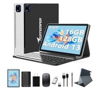 2025 Latest Android 13 Tablet 10.1 Inch, 5G WiFi Tablets Mit 16GB RAM+128GB ROM(1TB TF),2 In 1 Tablet with keyboard Mouse Pen-Octa-Core2.0Ghz | 7000mAh | 1080FHD | 13MP Camera | WLAN GPS -Black
