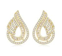 Anten Pink Imitation Diamond Dangle Earrings for Women Trendy Teardrop Earrings for Wedding, 5A+ Cubic Zirconia Bridal Jewelry, Hypoallergenic Gift for Bride, Bridesmaid, Anniversary, One Size, Copper