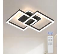 ANTENLICHT 40 W LED Living Room Dimmable Ceiling Light with Remote Control, Geometric Design, Warm White 3000K-6500K, 3600LM Ceiling Lighting for Bedroom, Dining Room, Black