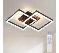 ANTENLICHT 40W LED Ceiling Light Living Room Dimmable with Remote Control, Modern Geometric Design, Warm White 3000K-6500K, Ceiling Lighting for Bedroom, Dining Room, Black-Wood