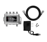 Antennas Direct ClearStream JUICE4 Distribution Amplifier, Output to 4 Televisions, CATV Systems, 4K 8K Ready - w/Power Supply, Coaxial Cable (Silver)