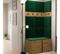 Anteroom Set Orion I Artisan Oak Shoe Cabinet Hangers Green Panels