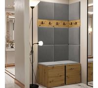 Anteroom Set Orion I Artisan Oak Shoe Cabinet Hangers Grey Panels