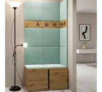 Anteroom Set Orion I Artisan Oak Shoe Cabinet Hangers Mint Panels
