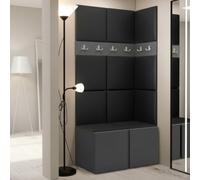 Anteroom Set Orion I Graphite Shoe Cabinet Hangers Eco Leather Black Panels