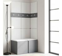 Anteroom Set Orion I Graphite Shoe Cabinet Hangers Eco Leather White Panels