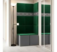 Anteroom Set Orion I Graphite Shoe Cabinet Hangers Green Panels