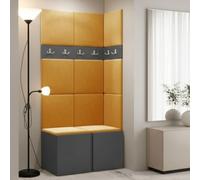 Anteroom Set Orion I Graphite Shoe Cabinet Hangers Yellow Panels