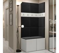 Anteroom Set Orion I White Shoe Cabinet Hangers Black Panels