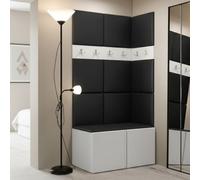 Anteroom Set Orion I White Shoe Cabinet Hangers Eco Leather Black Panels
