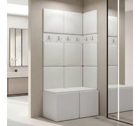 Anteroom Set Orion I White Shoe Cabinet Hangers Eco Leather White Panels