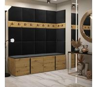 Anteroom Set Orion Ii Artisan Oak Shoe Cabinet Hangers Black Panels