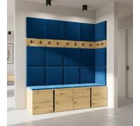 Anteroom Set Orion Ii Artisan Oak Shoe Cabinet Hangers Blue Panels