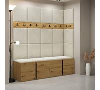 Anteroom Set Orion Ii Artisan Oak Shoe Cabinet Hangers Cream Panels