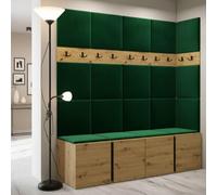 Anteroom Set Orion Ii Artisan Oak Shoe Cabinet Hangers Green Panels