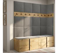 Anteroom Set Orion Ii Artisan Oak Shoe Cabinet Hangers Grey Panels