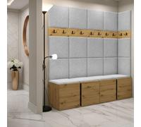 Anteroom Set Orion Ii Artisan Oak Shoe Cabinet Hangers Light Grey Panels