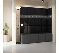 Anteroom Set Orion Ii Graphite Shoe Cabinet Hangers Eco Leather Black Panels