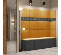 Anteroom Set Orion Ii Graphite Shoe Cabinet Hangers Yellow Panels