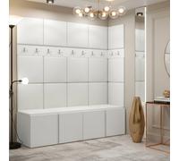 Anteroom Set Orion Ii White Shoe Cabinet Hangers Eco Leather White Panels