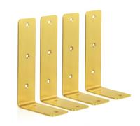ANTERRIFIC Gold Shelf Brackets, 4 Pack Heavy Duty Floating Shelf Bracket, Stainless Steel L Brackets for Shelves, 175 mm/7 inch Shelf Bracket for Shelf Support and Floating Shelf Hardware