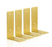 ANTERRIFIC Gold Shelf Brackets, 4 Pack Heavy Duty Floating Shelf Bracket, Stainless Steel L Brackets for Shelves, 125 mm/5 Inch Shelf Bracket for Shelf Support and Floating Shelf Hardware