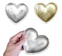 ANTEVIA Matériaux Decorative Silver or Serving Tray in Brushed Steel 4 mm Thick | Over 10 Designs | Heart Shape | Elegant Silver Serving Tray | Colour: Grey (Silver Plater)