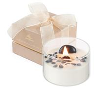 AntExpanse Premium Coconut Scented Soy Candles with Crackling Wood Wick & Real Crystals Inside - 55-Hour Burn Non-Toxic Aromatherapy Home Scented Candle Gifts for Women, Mom, Birthday (198g)