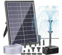 Antfraer - Solar Bird Bath Fountain, 8W Solar Water Pump with Drying Protection and Double Layer Nozzles, Solar Power Fountain with 5 Feet Tube for Small Pond, Bath
