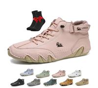 Anthoern Shoes,Non-Slip Breathable Lightweight Beck Shoes,Warm Lined Hiking Walking Snow Boots,Hiking Ankle Boots(Pink,8 UK)