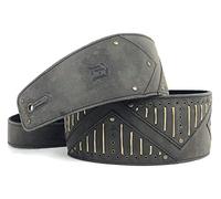Anthology Gear Burnside 3" Leather Guitar Strap - Full Grain Padded with Rivets and Rope for Electric and Bass Guitars, Aged Steel, Default
